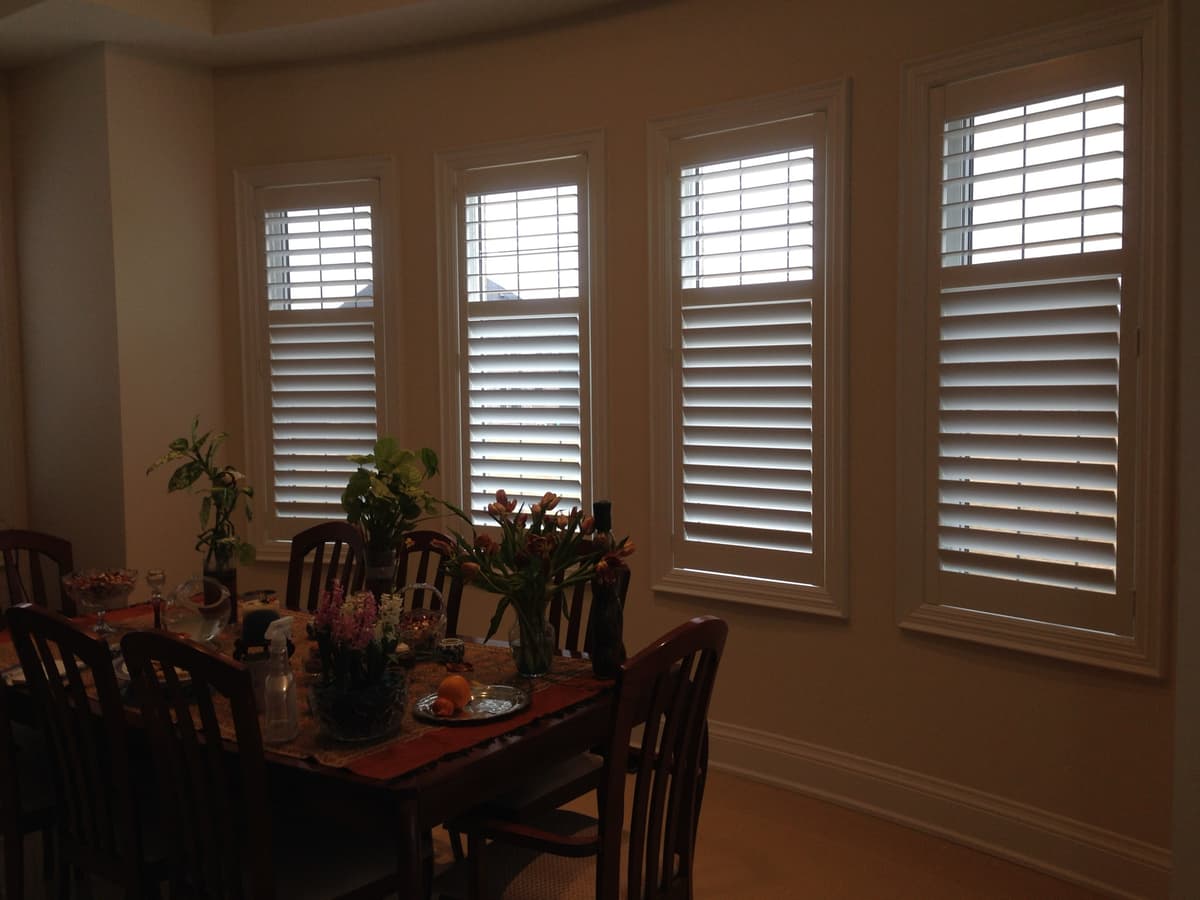 California shutters enhancing kitchen window - Canadian Shutters GTA