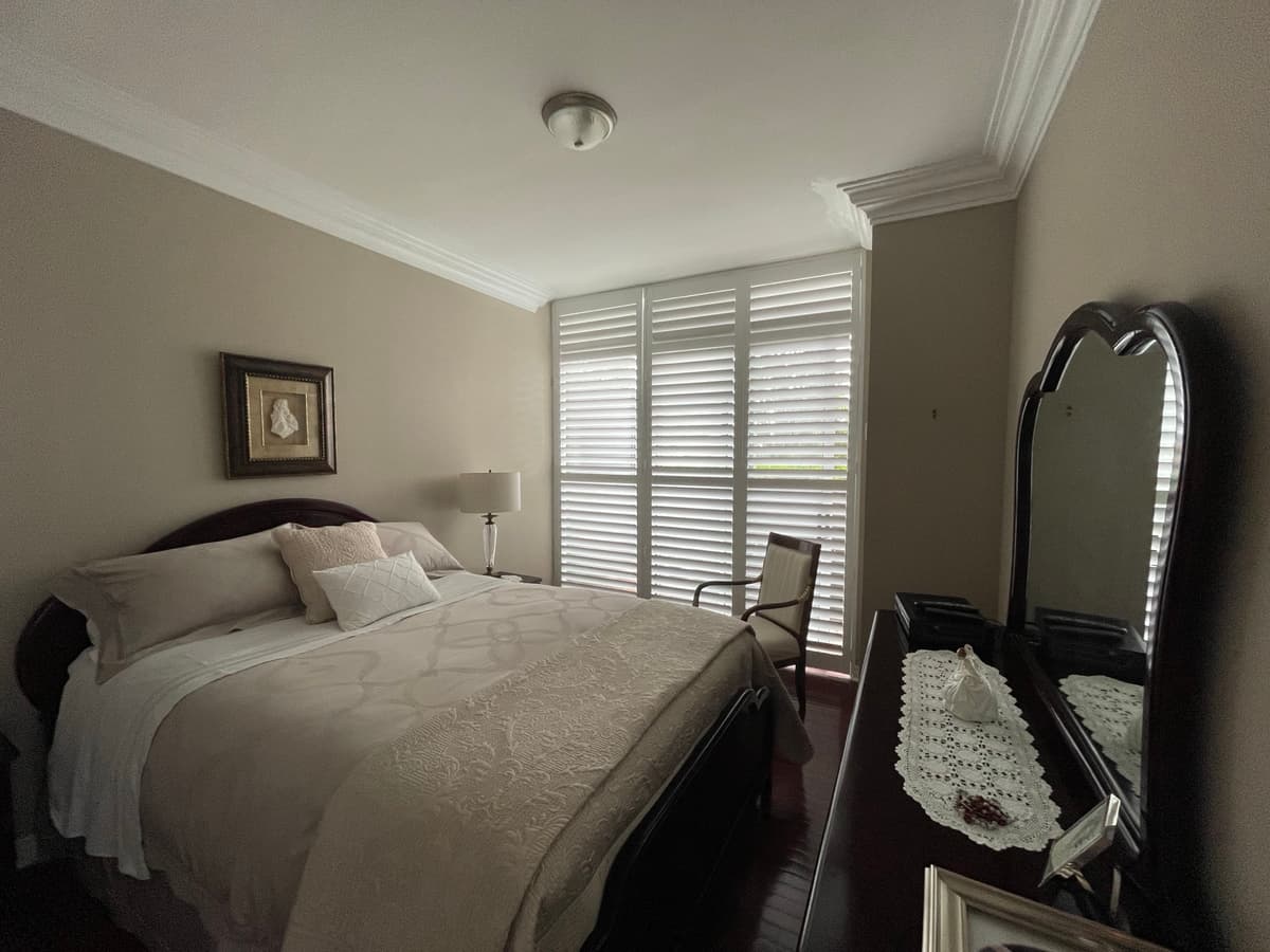 White California shutters with clean lines - Toronto installation